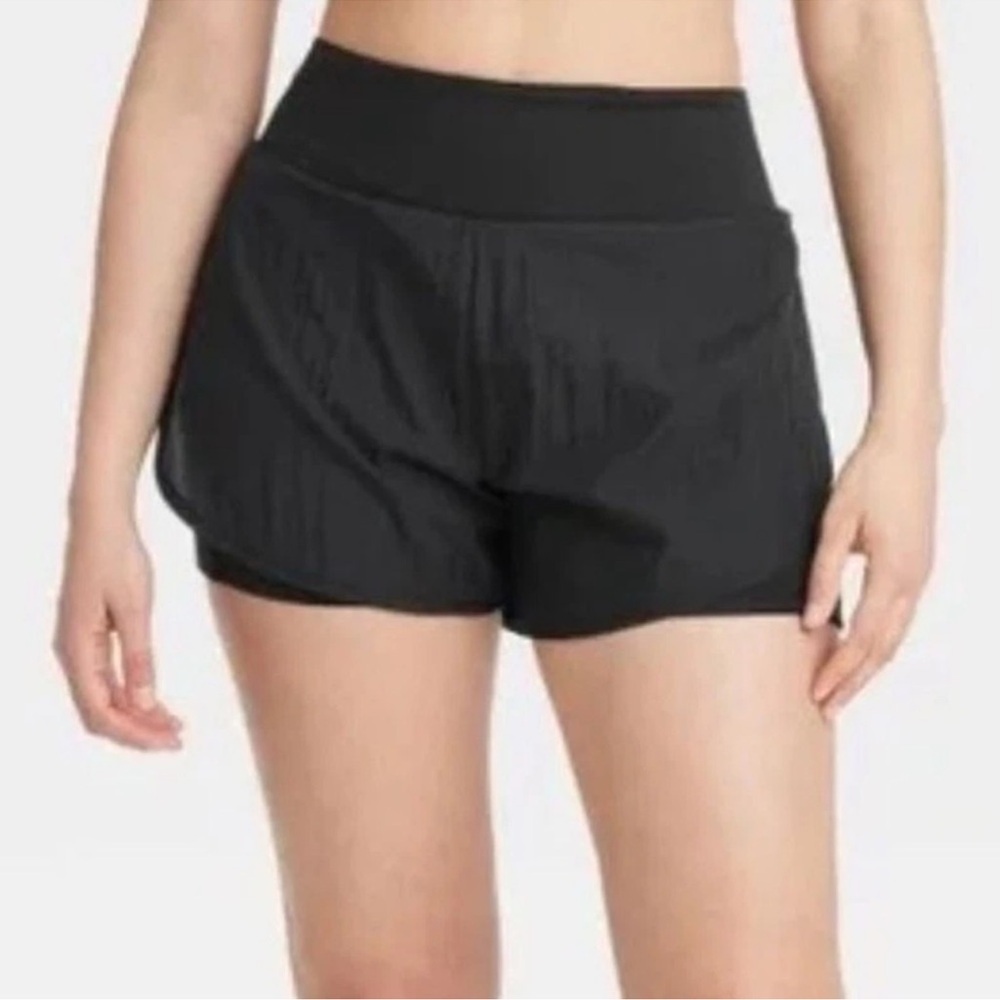 All‎ In Motion Women's Woven High-Rise 2-in-1 Run Shorts 3" Black​